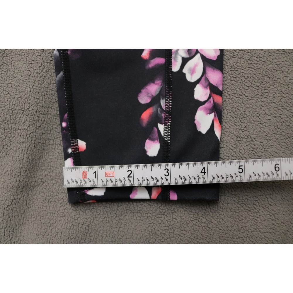GAIAM Floral Leggings Women Large Black Pink Athletic Yoga Gym - Picture 3 of 10